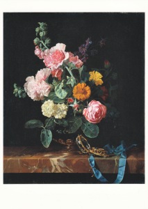Aelst Willem van; Stillleben mit Blumenvase und Taschenuhr , 1656