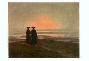 ; Abendlandschaft mit zwei Männern (Sonnenuntergang)