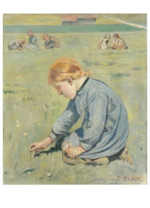 Hodler Ferdinand; Blumenpflückendes Mädchen , ca. 1887