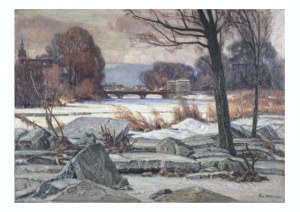 Riess Paul; Winter a.d.Mulde mit Blick zu d.Muldbrückenhäusern