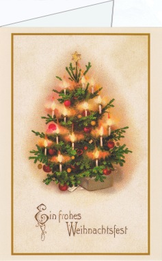 Anonym; Weihnachtsbaum im Kerzenlicht