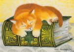 Hollerer-Wischin Anna; Schlafende Katze auf Buch